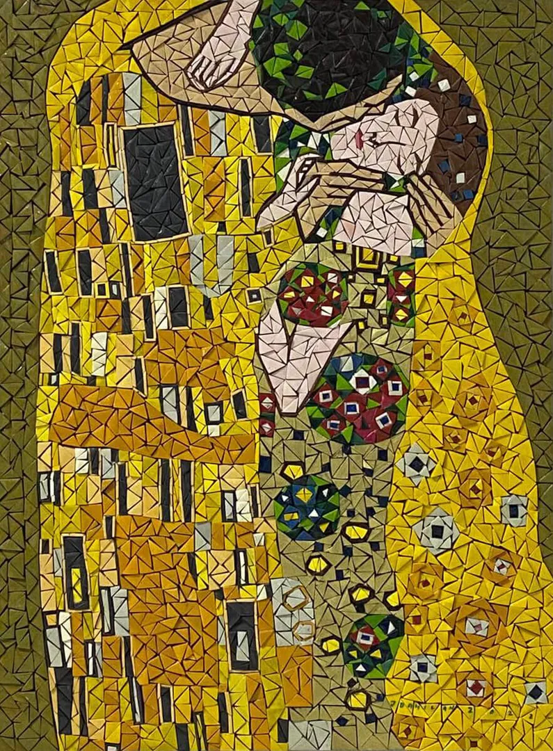 Jeff Dahilan The Kiss Tribute Gustav Klimt drybrush Gallery